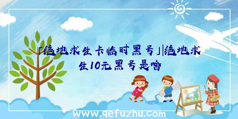 「绝地求生卡临时黑号」|绝地求生10元黑号是啥